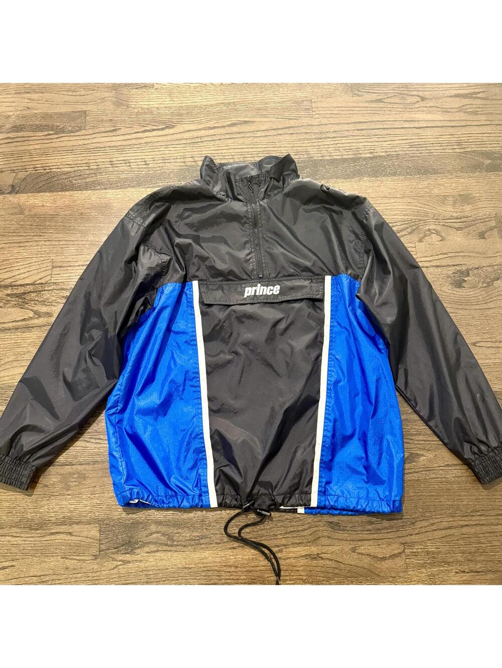 Vintage Prince Blue & Black Quarter Zip Pullover Windbreaker Large